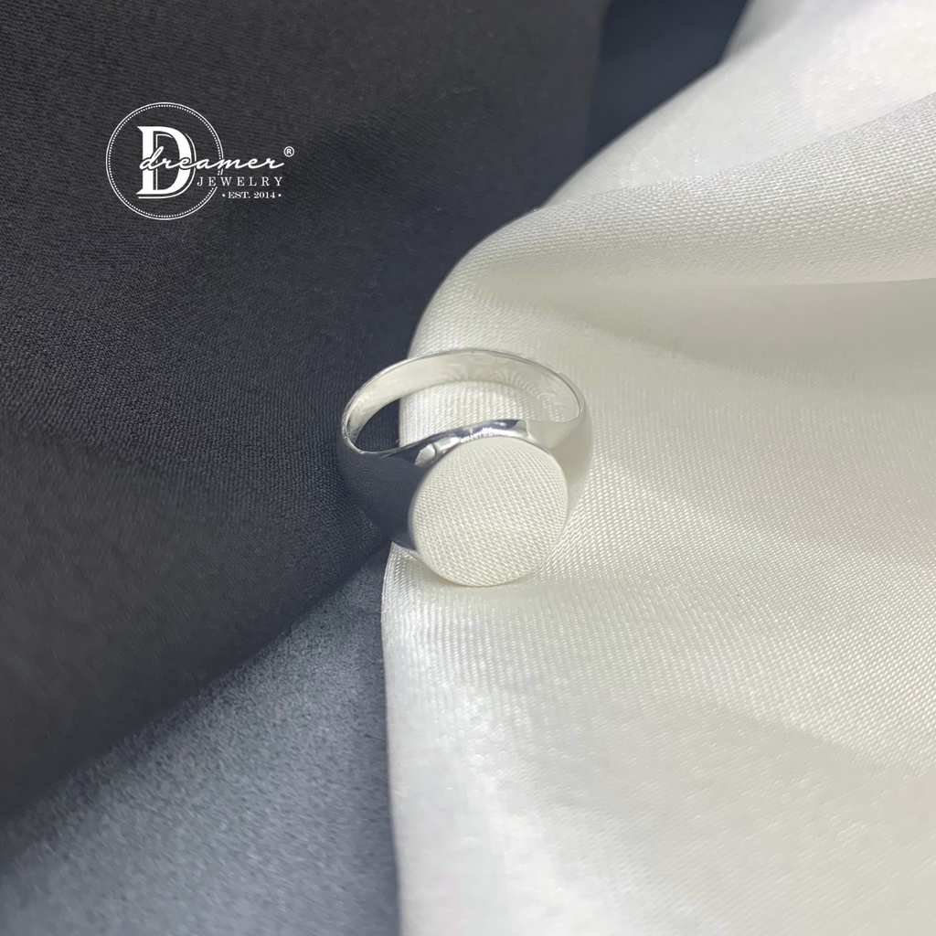 Handmade Solid 925 Silver Oval Signet Ring (13mm)