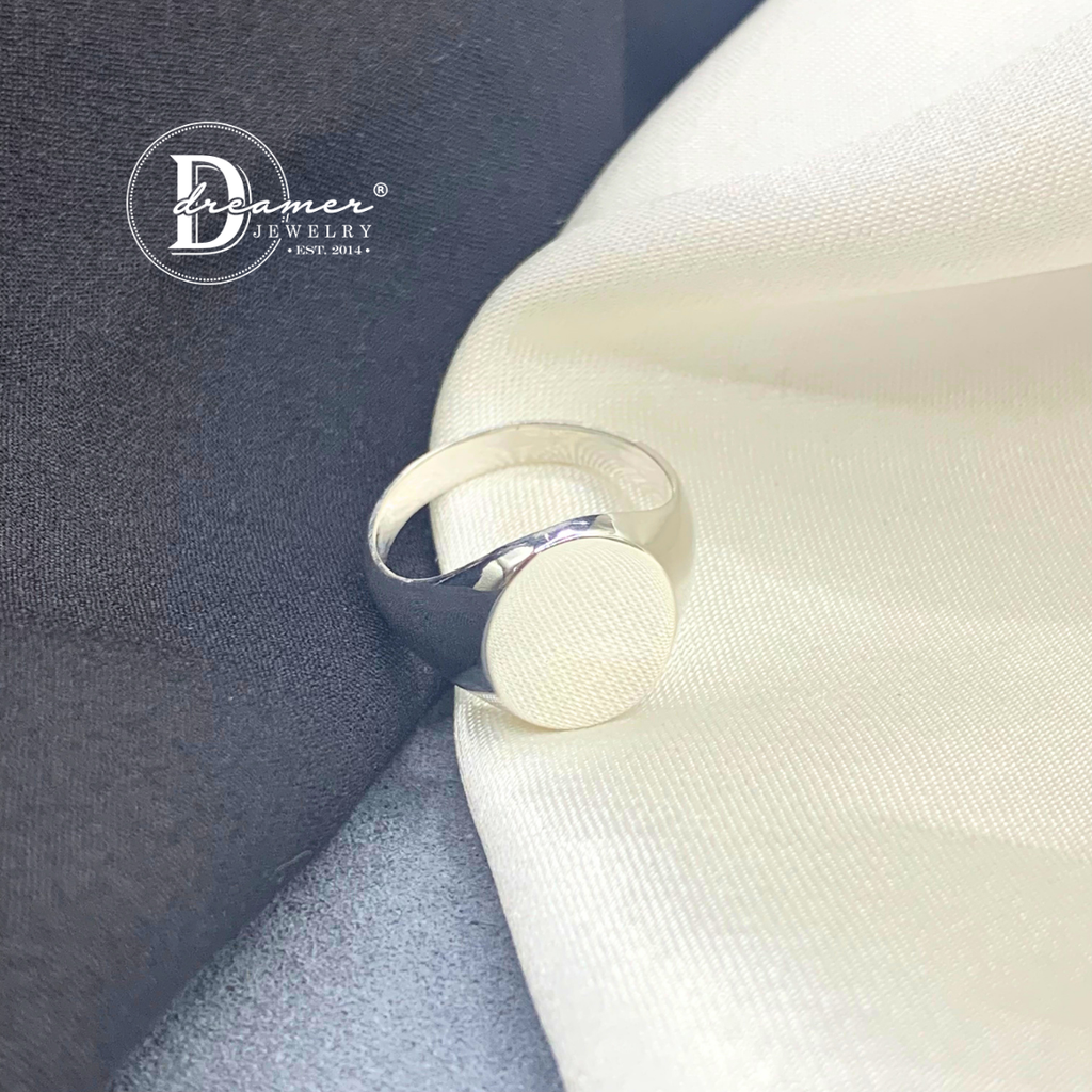 Handmade Solid 925 Silver Oval Signet Ring (13mm)