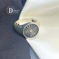 Oxidized Sunlight Round Signet Ring 925 Silver (13mm)