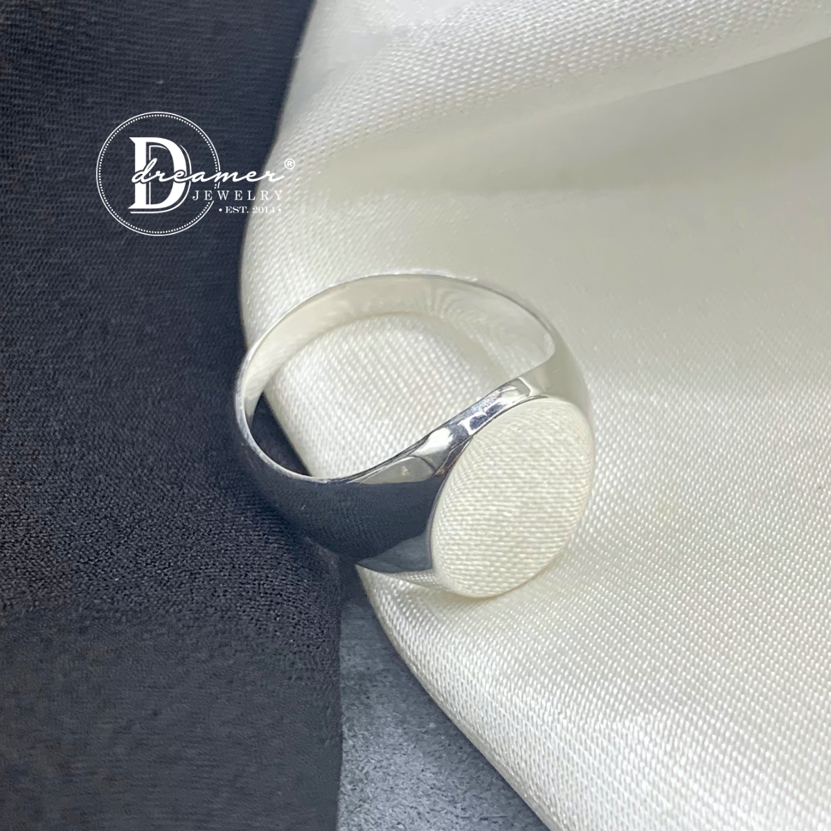 Handmade Solid 925 Silver Oval Signet Ring (13mm)