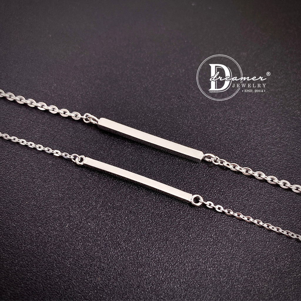 Lắc Tay Bạc 925 Thanh Vuông Minimalist – Khắc Chữ Theo Yêu Cầu