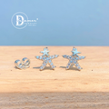 Double Layer Starfish CZ Silver Stud Earrings