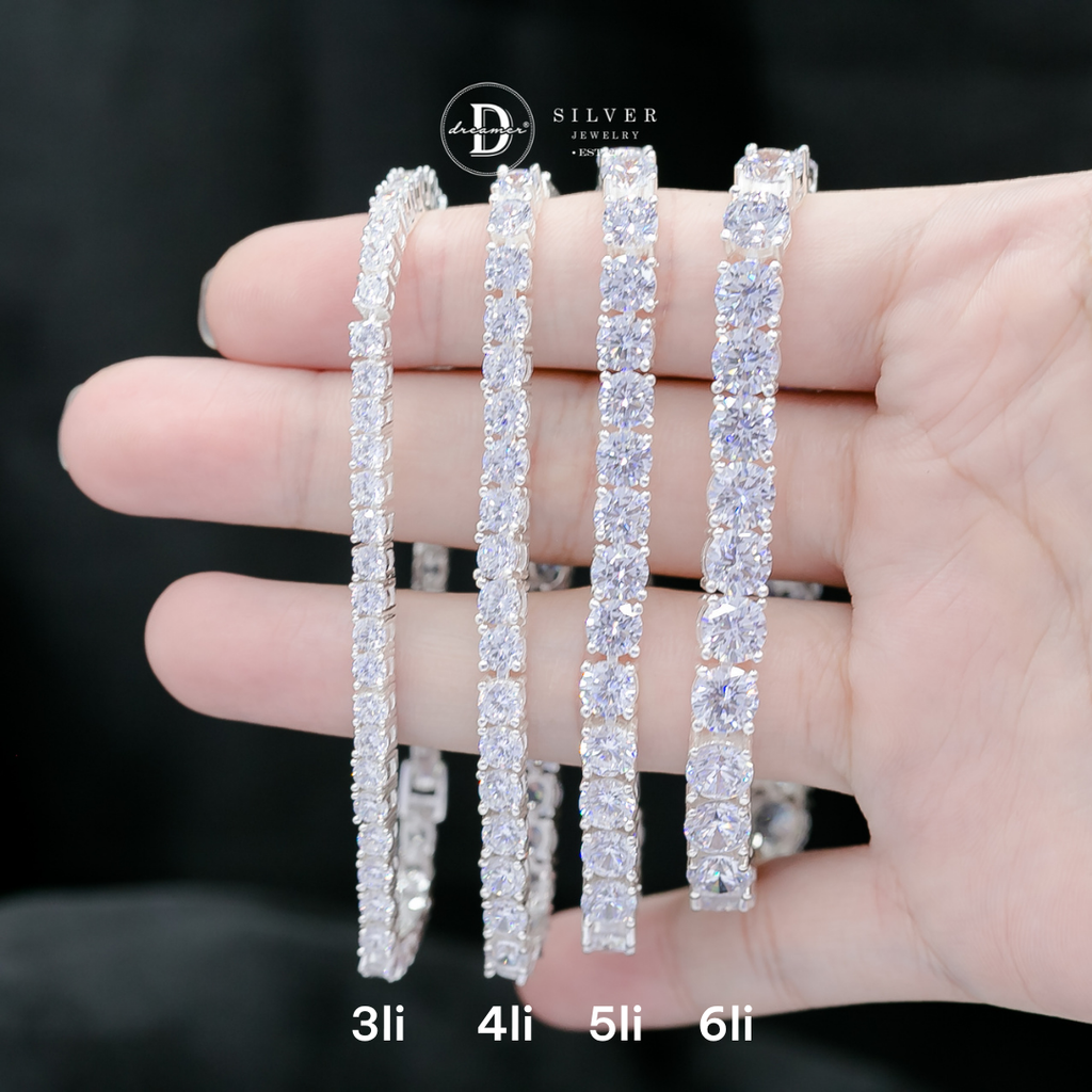 Premium 925 Sterling Silver CZ Tennis Bracelet with Double Safety Box Lock (3mm – 6mm)