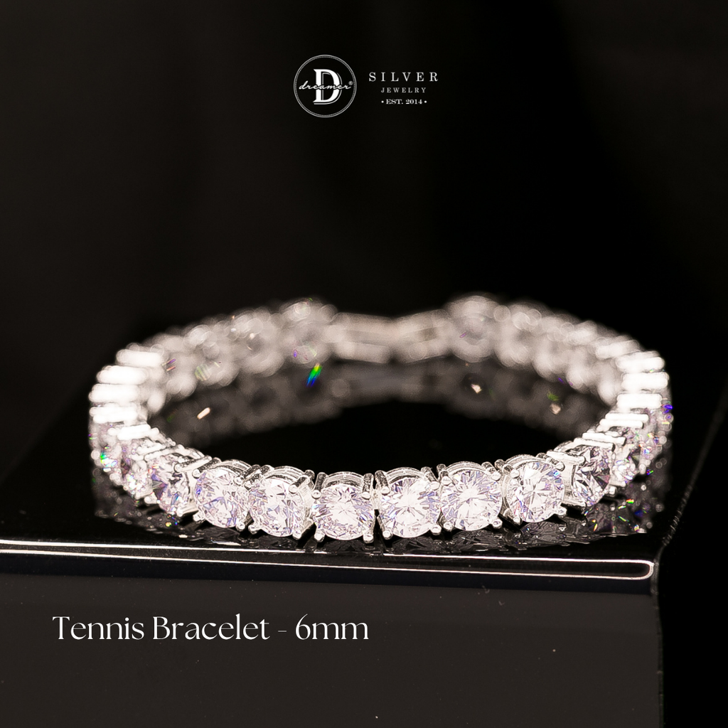 Premium 925 Sterling Silver CZ Tennis Bracelet with Double Safety Box Lock (3mm – 6mm)
