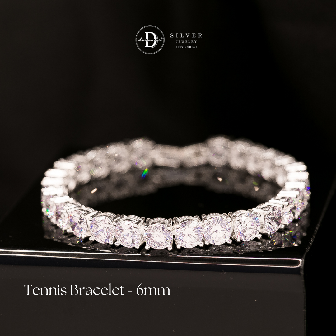 Premium 925 Sterling Silver CZ Tennis Bracelet with Double Safety Box Lock (3mm – 6mm)