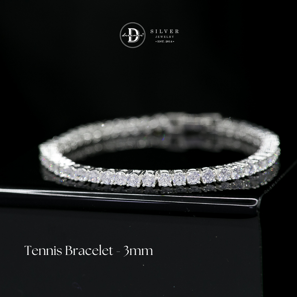 Premium 925 Sterling Silver CZ Tennis Bracelet with Double Safety Box Lock (3mm – 6mm)