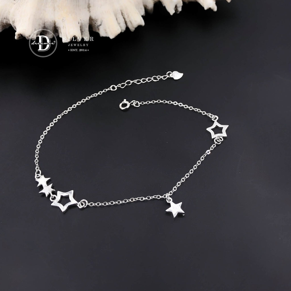 Lắc Chân Bạc 925 Charm Ngôi Sao Lấp Lánh