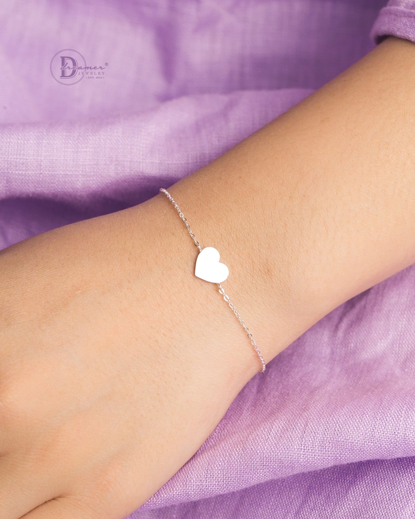 Lắc Tay Trái Tim Bạc 925 - Khắc Chữ Theo Ý Thích - Minimal Heart Silver Bracelet