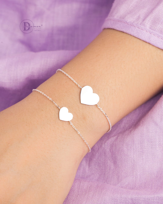 Lắc Tay Trái Tim Bạc 925 - Khắc Chữ Theo Ý Thích - Minimal Heart Silver Bracelet