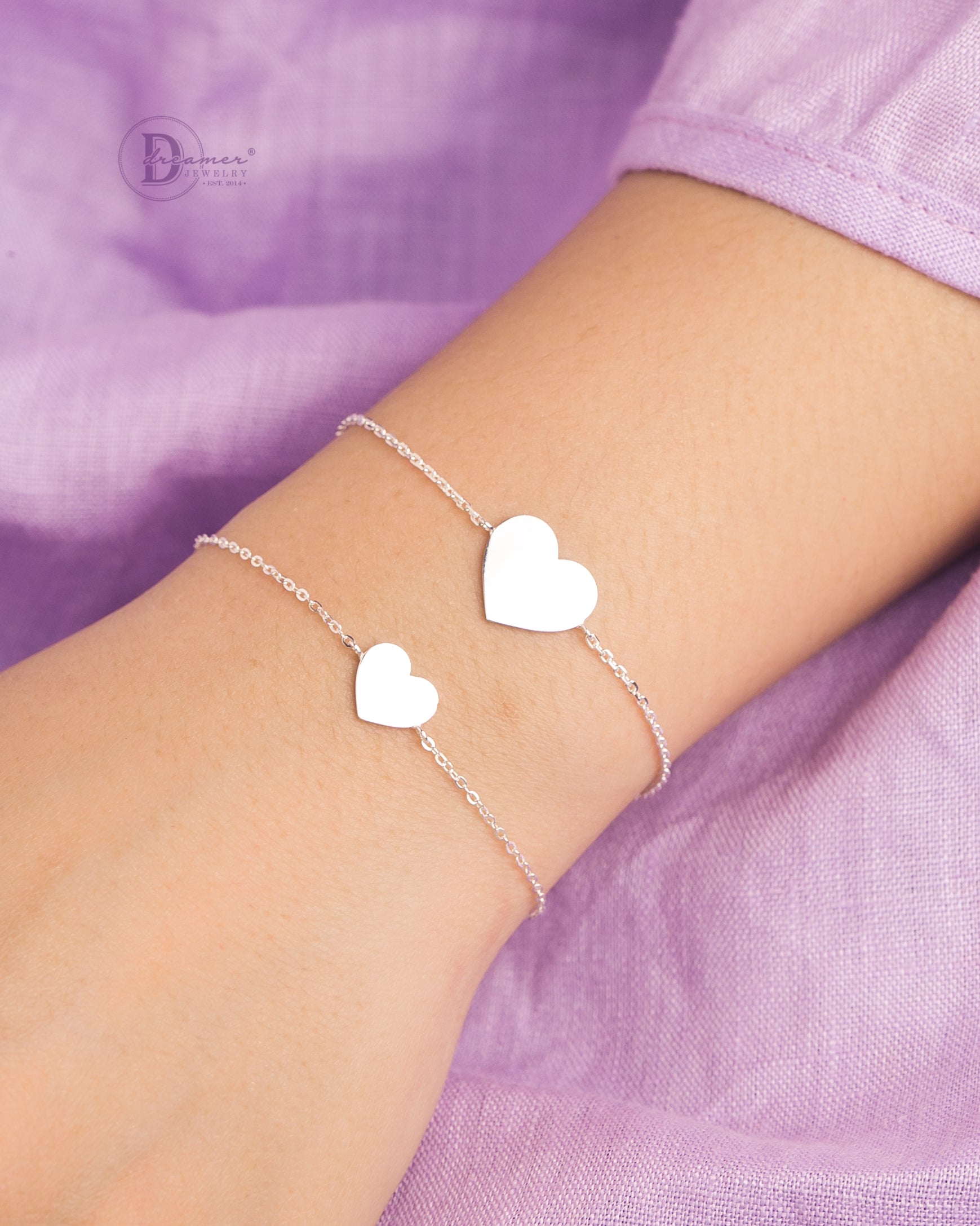 Lắc Tay Trái Tim Bạc 925 - Khắc Chữ Theo Ý Thích - Engravable Heart Bracelet Sterling Silver - 220VTT