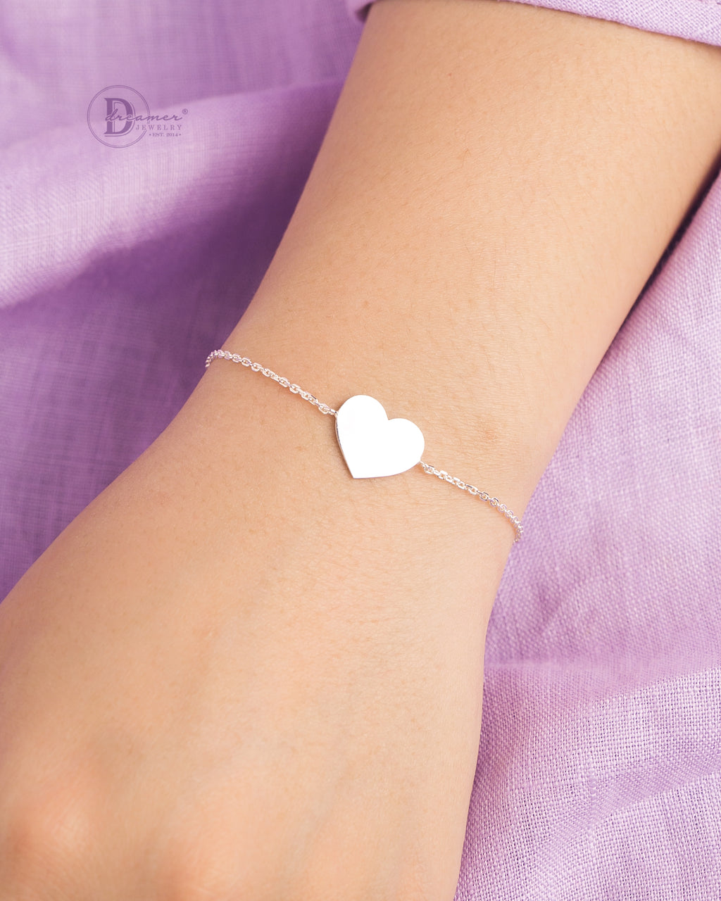 Lắc Tay Trái Tim Bạc 925 - Khắc Chữ Theo Ý Thích - Engravable Heart Bracelet Sterling Silver - 220VTT