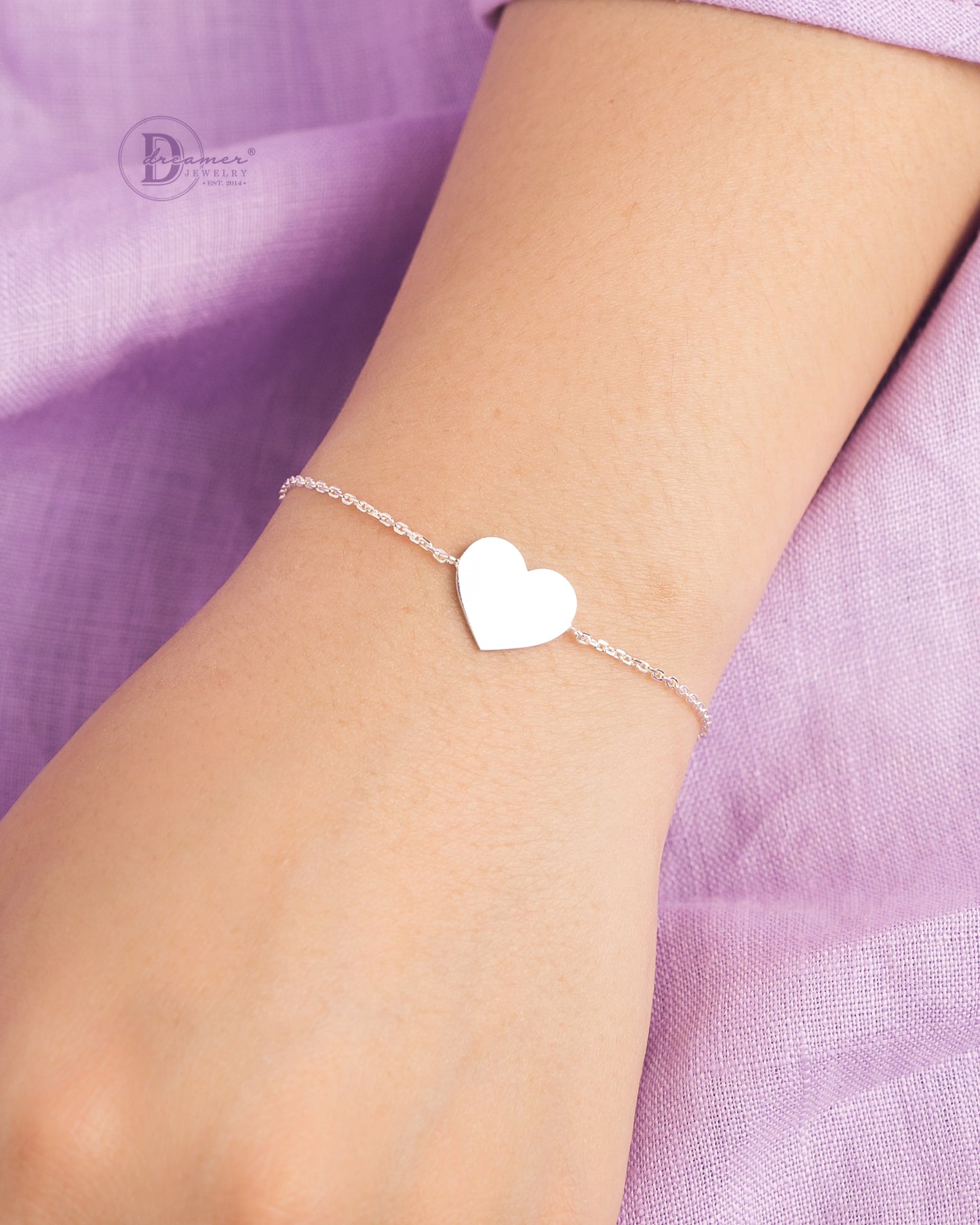 Lắc Tay Trái Tim Bạc 925 - Khắc Chữ Theo Ý Thích - Minimal Heart Silver Bracelet