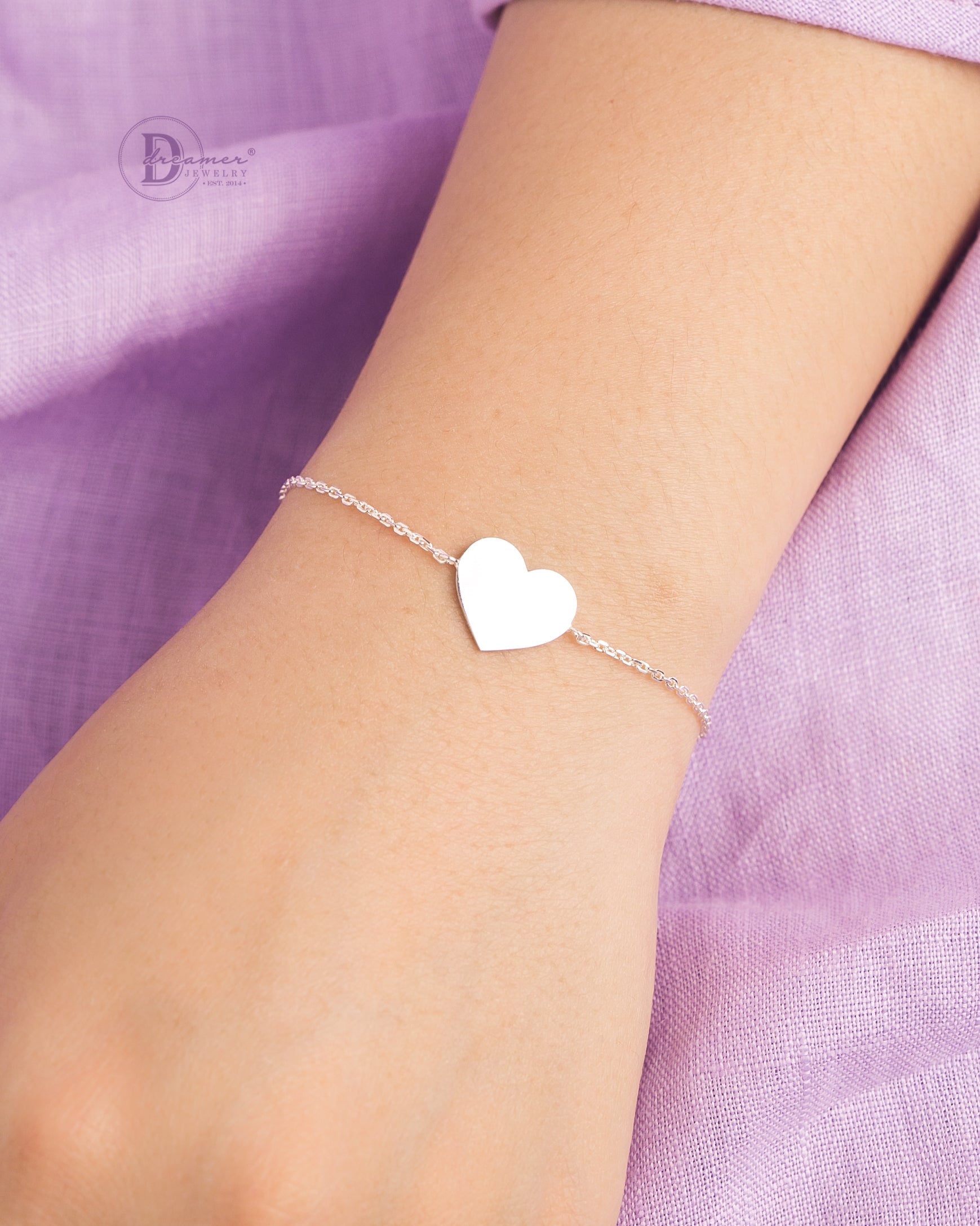 Lắc Tay Trái Tim Bạc 925 - Khắc Chữ Theo Ý Thích - Engravable Heart Bracelet Sterling Silver - 220VTT