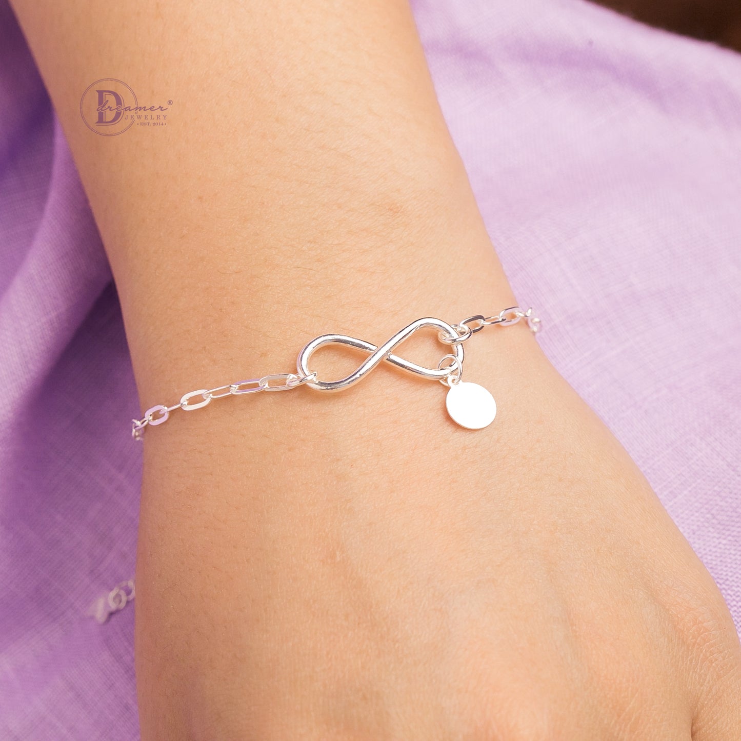 Lắc Tay Infinity Chain - Circle Tag - Silver Bracelet 251VTT