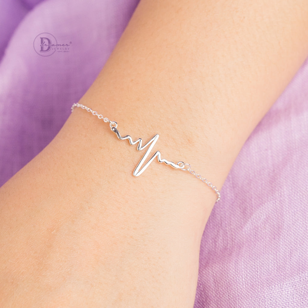 Lắc Tay Nhịp Tim - Heart Beat Silver Bracelet - 050VTT