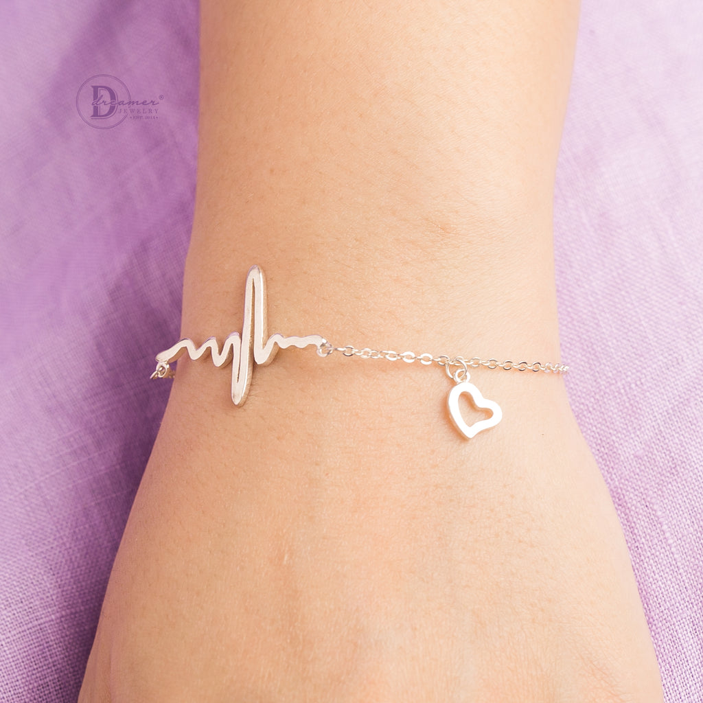Lắc Tay Nhịp Tim - Heart Beat Silver Bracelet - 050VTT