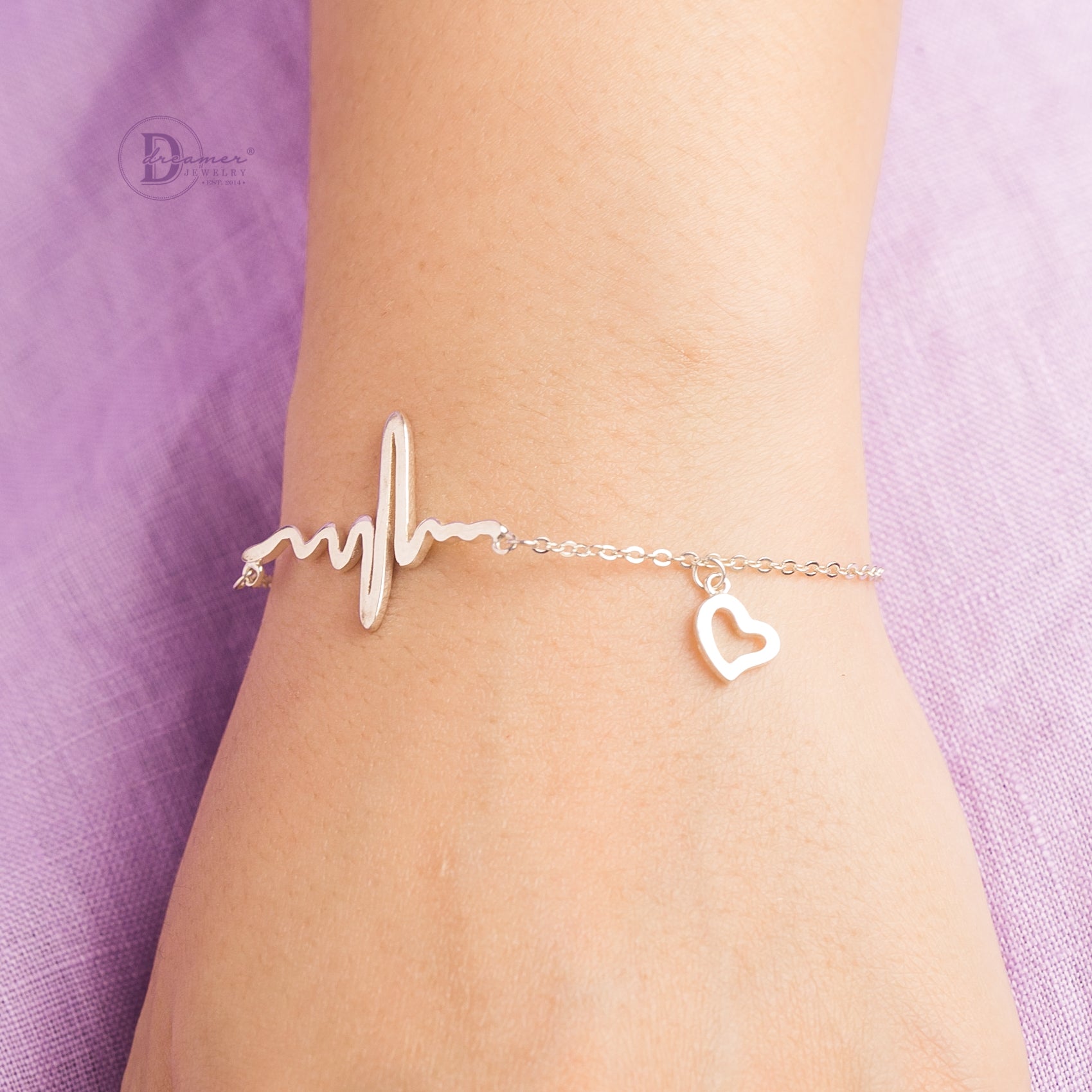 Lắc Tay Nhịp Tim - Heart Beat Silver Bracelet - 050VTT