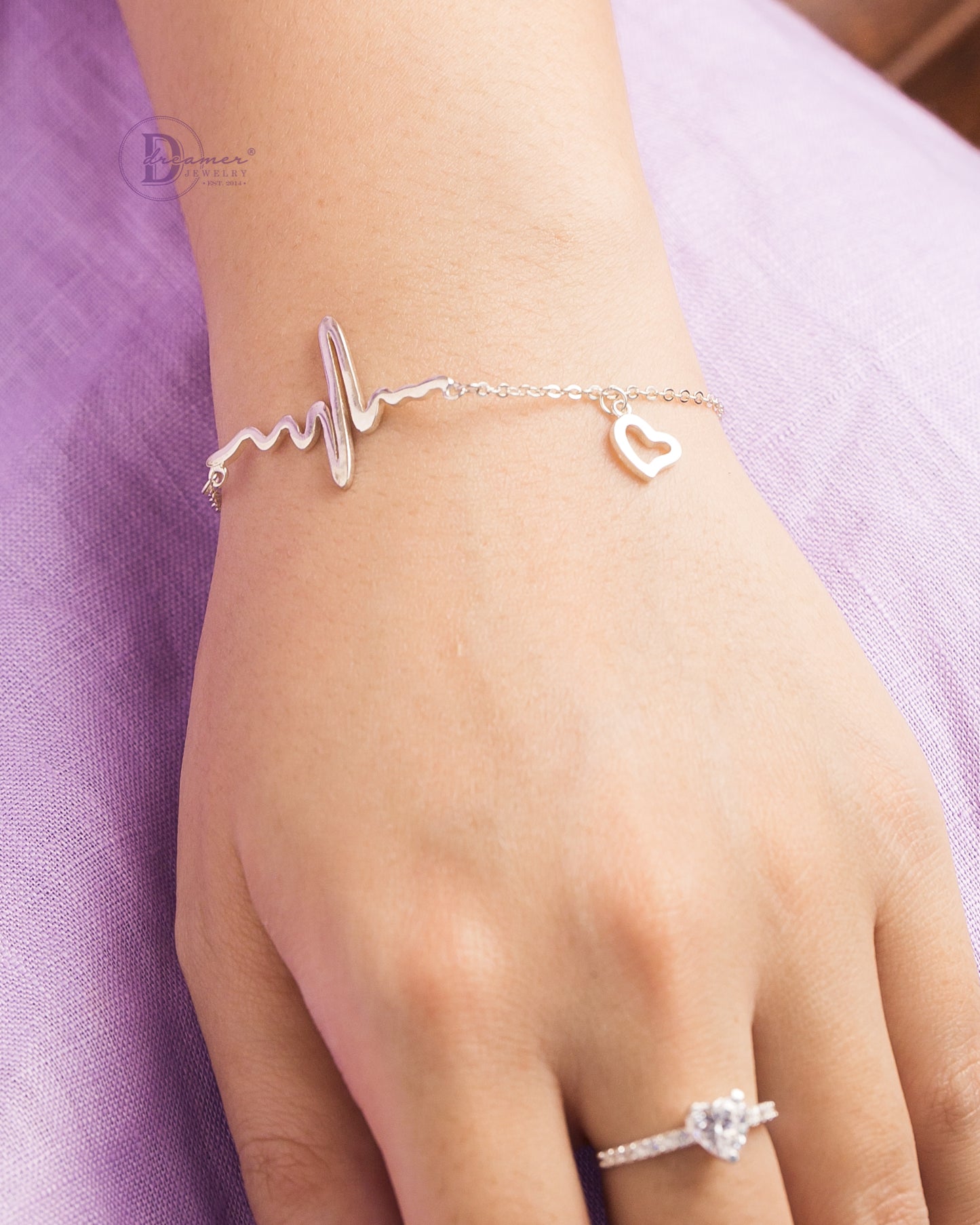 Lắc Tay Nhịp Tim - Heart Beat Silver Bracelet 164VTT