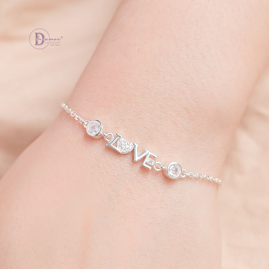 Lắc Tay Chữ LOVE Đính Đá - LOVE Silver Bracelet 1156VTH