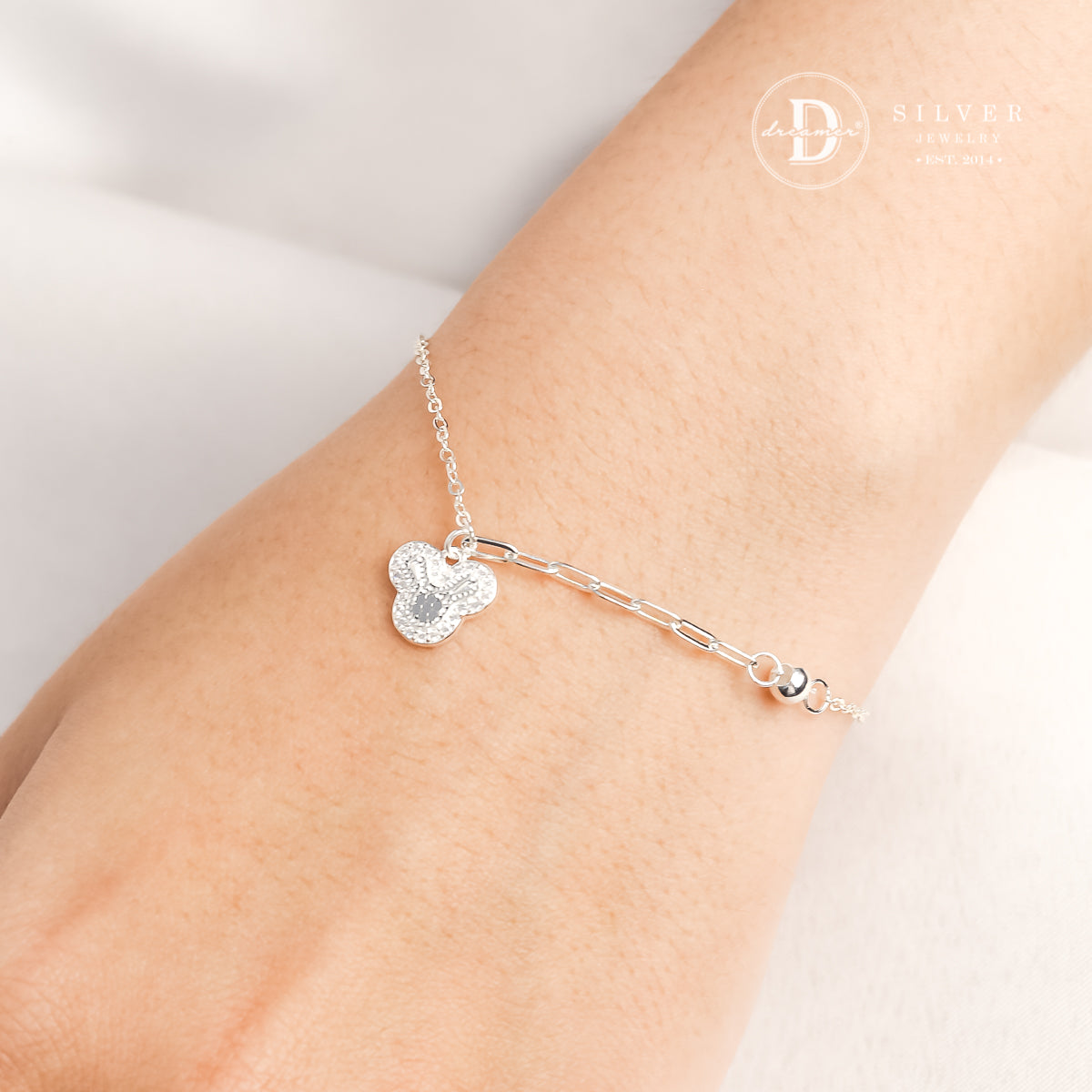 Lắc Tay Bạc Mickey Đính Đá - Cute Mickey Mouse Bracelet - Sterling Silver 1398VTH