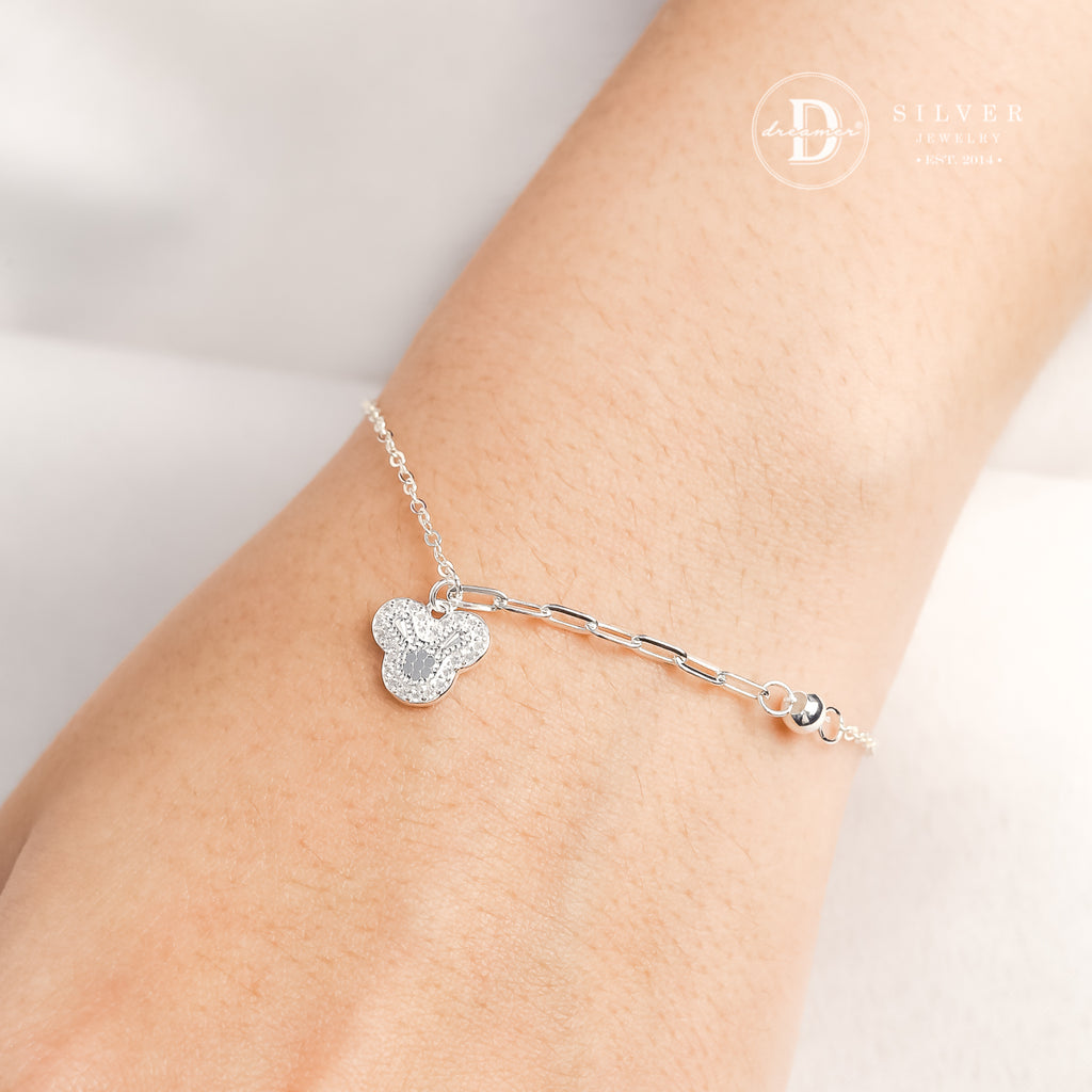 Lắc Tay Bạc Mickey Đính Đá - Cute Mickey Mouse Bracelet - Sterling Silver 1398VTH