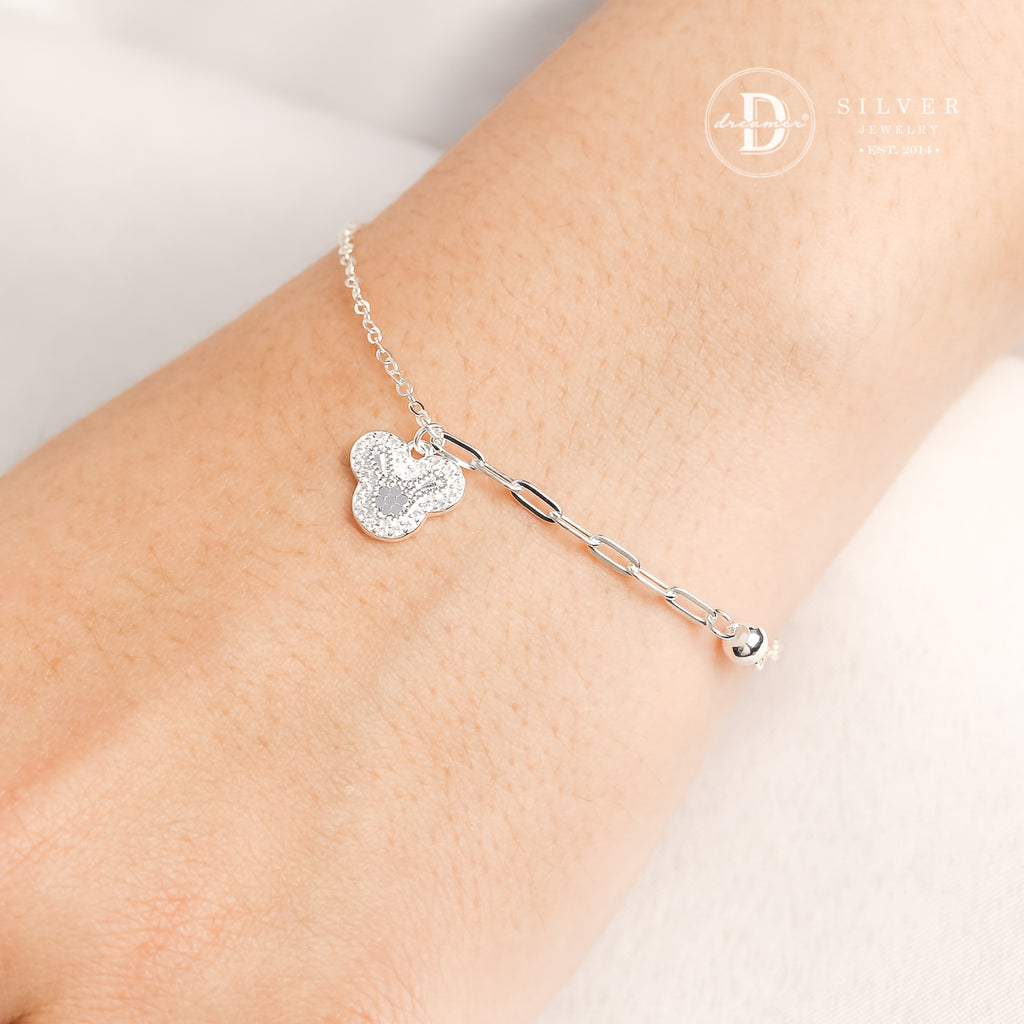 Lắc Tay Bạc Mickey Đính Đá - Cute Mickey Mouse Bracelet - Sterling Silver 1398VTH