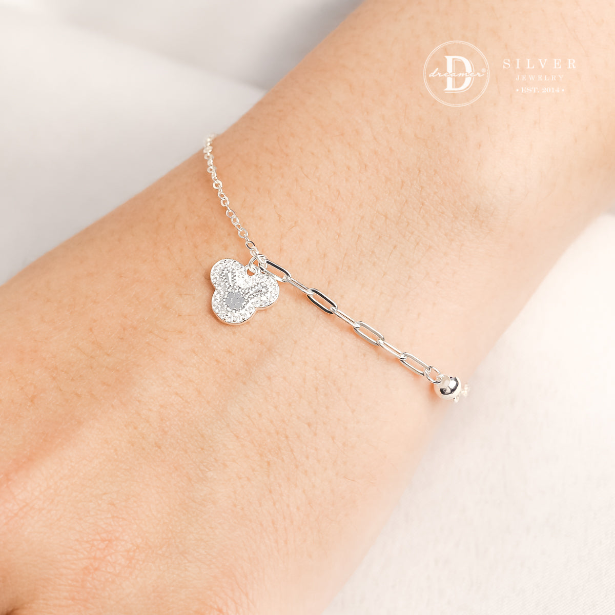Lắc Tay Bạc Mickey Đính Đá - Cute Mickey Mouse Bracelet - Sterling Silver 1398VTH