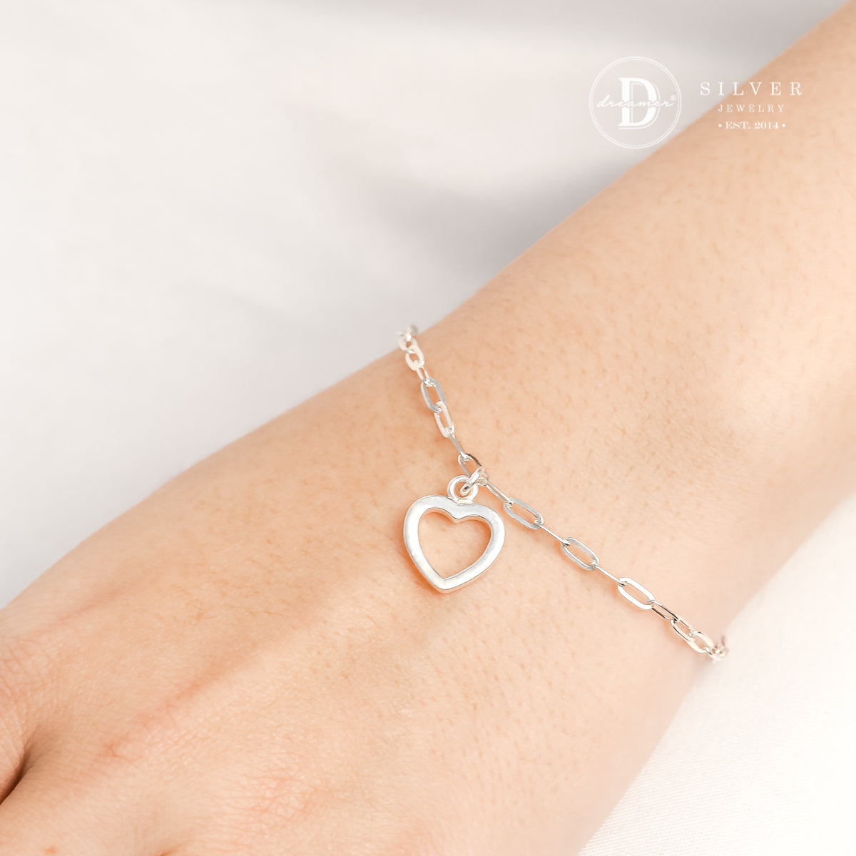 Lắc Tay Dây Xích Trái Tim - Minimal Chain Heart Bracelet - Sterling Silver 076VTT