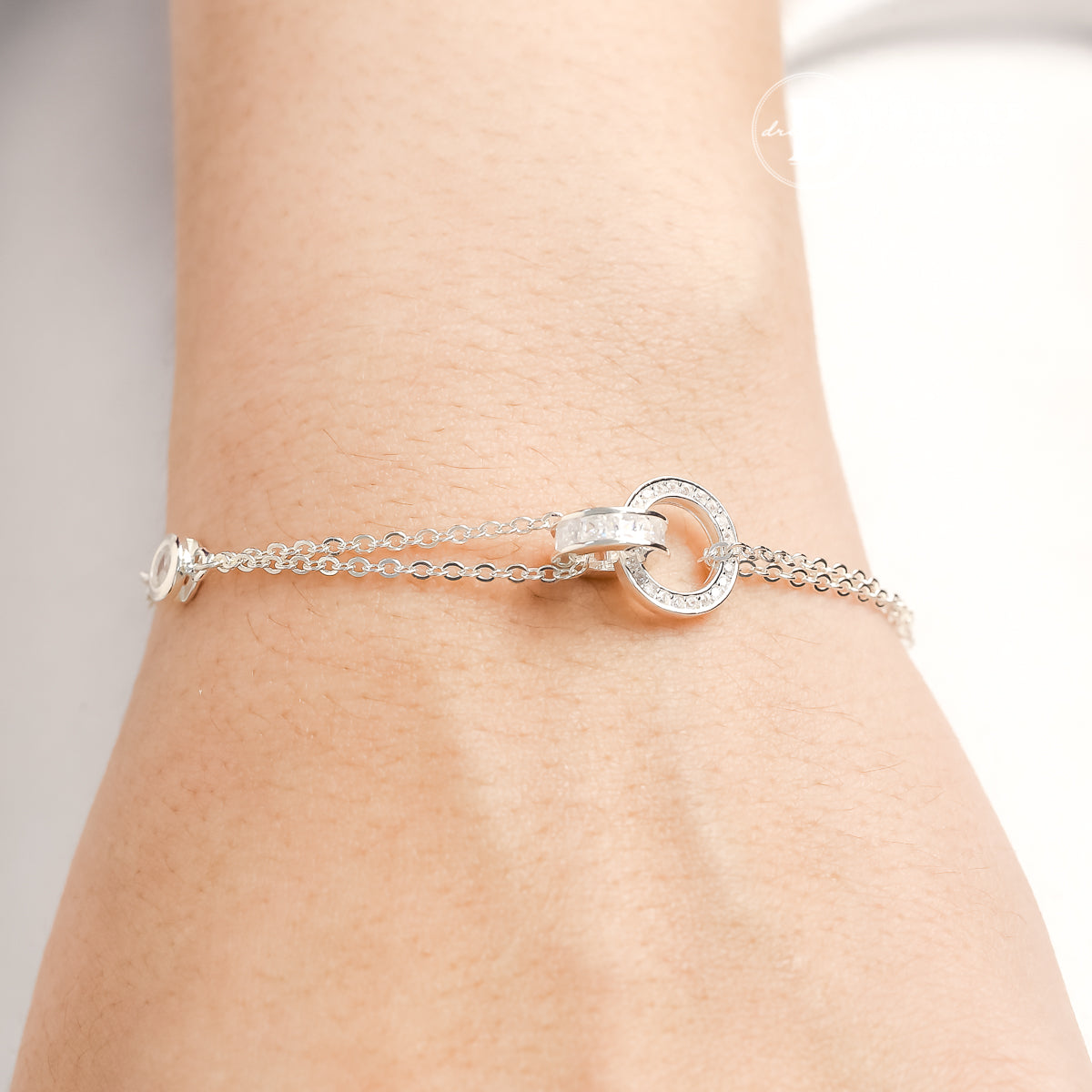 Lắc Tay Bạc 2 Mặt Tròn Đính Đá - Sparkling Double Halo White Zirconia Bracelet - Sterling Silver 1405VTH