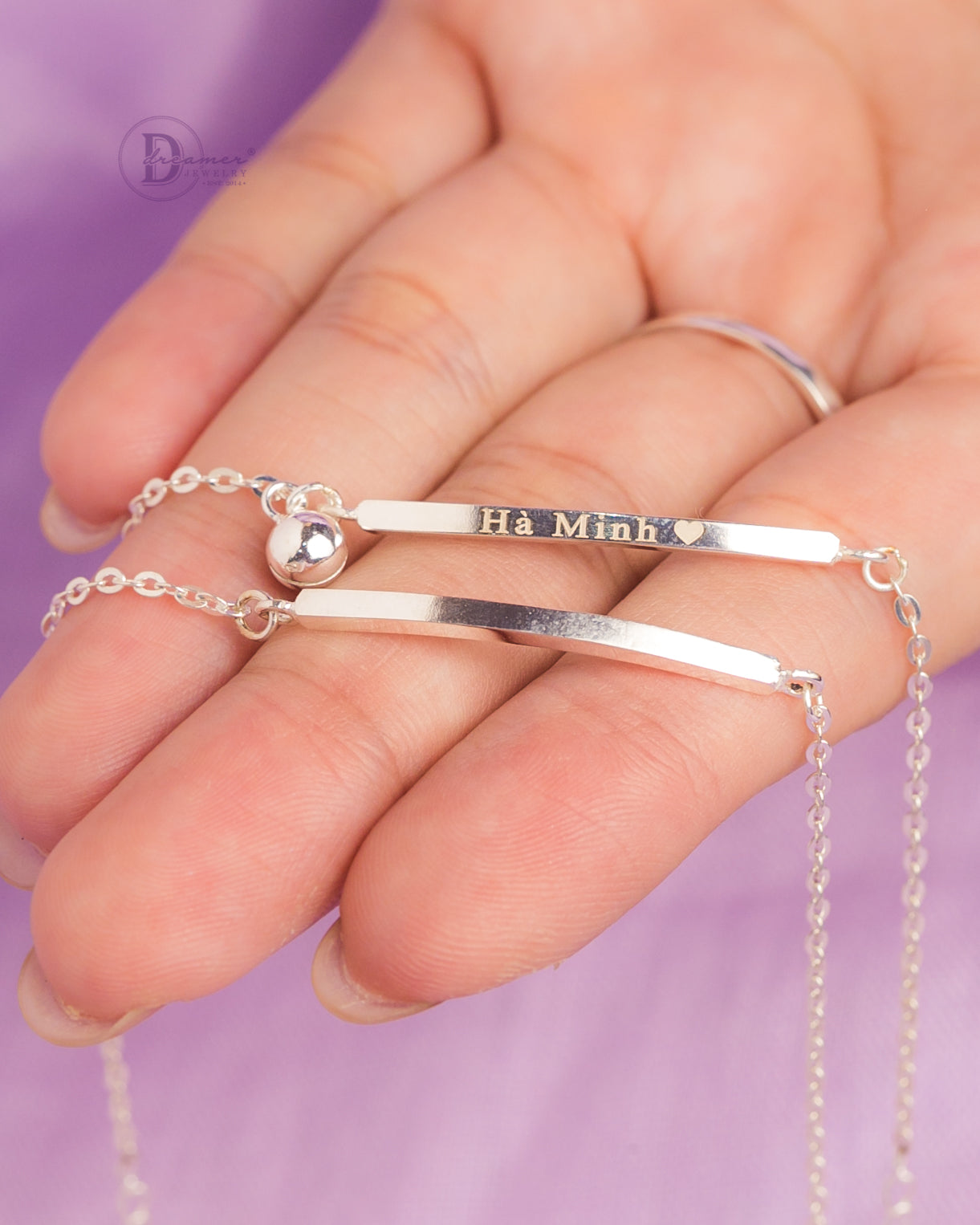 Lắc Tay Bạc 925 Thanh Vuông Minimalist – Khắc Chữ Theo Yêu Cầu