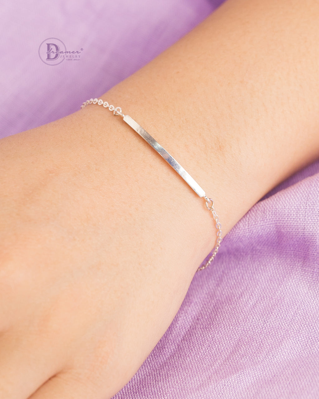 Lắc Tay Bạc 925 Thanh Vuông Minimalist – Khắc Chữ Theo Yêu Cầu