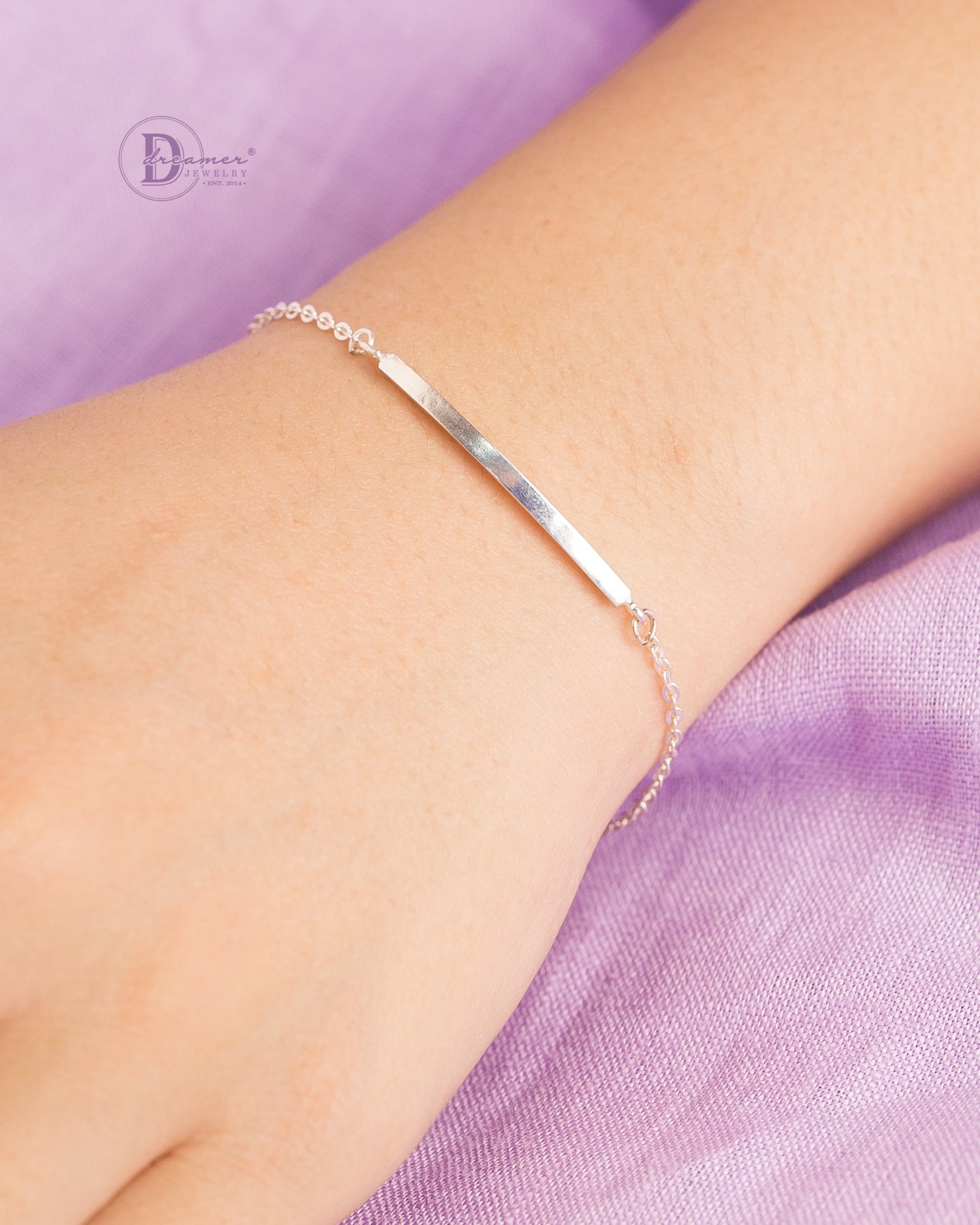 Lắc Tay Bạc 925 Thanh Vuông Minimalist – Khắc Chữ Theo Yêu Cầu