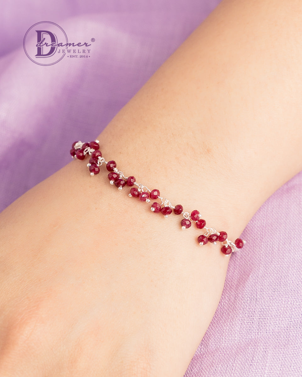 Lắc Tay Đá Vát Nhỏ Đủ Màu & Dây Xích Bạc 925 - Colorful Natural Stone Silver Bracelet