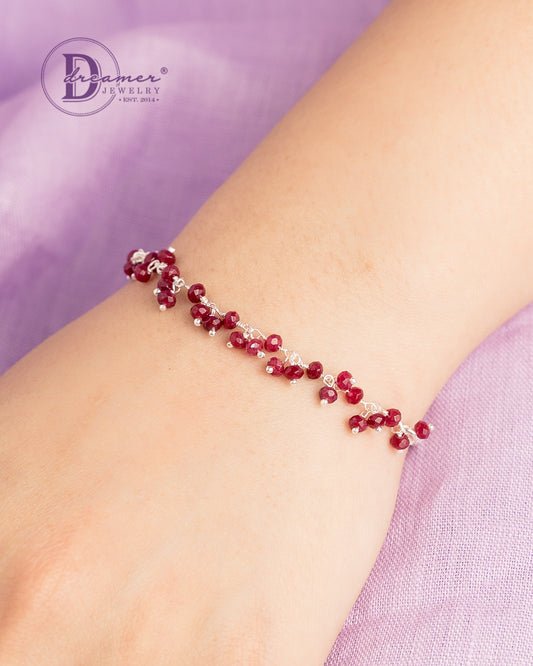 Lắc Tay Đá Vát Nhỏ Đủ Màu & Dây Xích Bạc 925 - Colorful Natural Stone Silver Bracelet