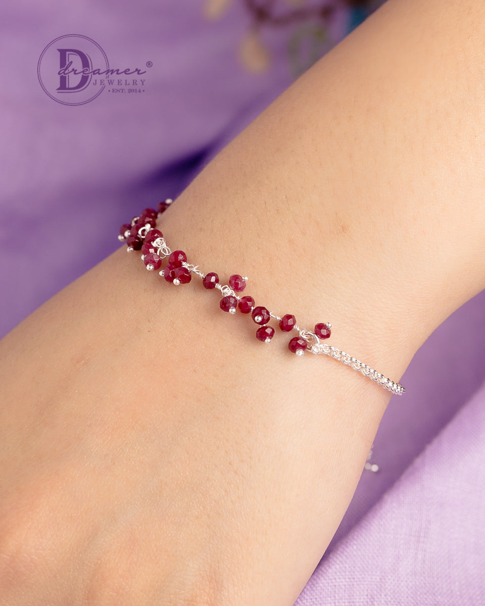 Lắc Tay Đá Vát Nhỏ Đủ Màu & Dây Xích Bạc 925 - Colorful Natural Stone Silver Bracelet