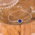 Personalized Deep Blue Kyanite Silver Chain Bracelet – Alphabet Option