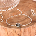 Personalized Black Tiger’s Eye Silver Chain Bracelet – Alphabet Option
