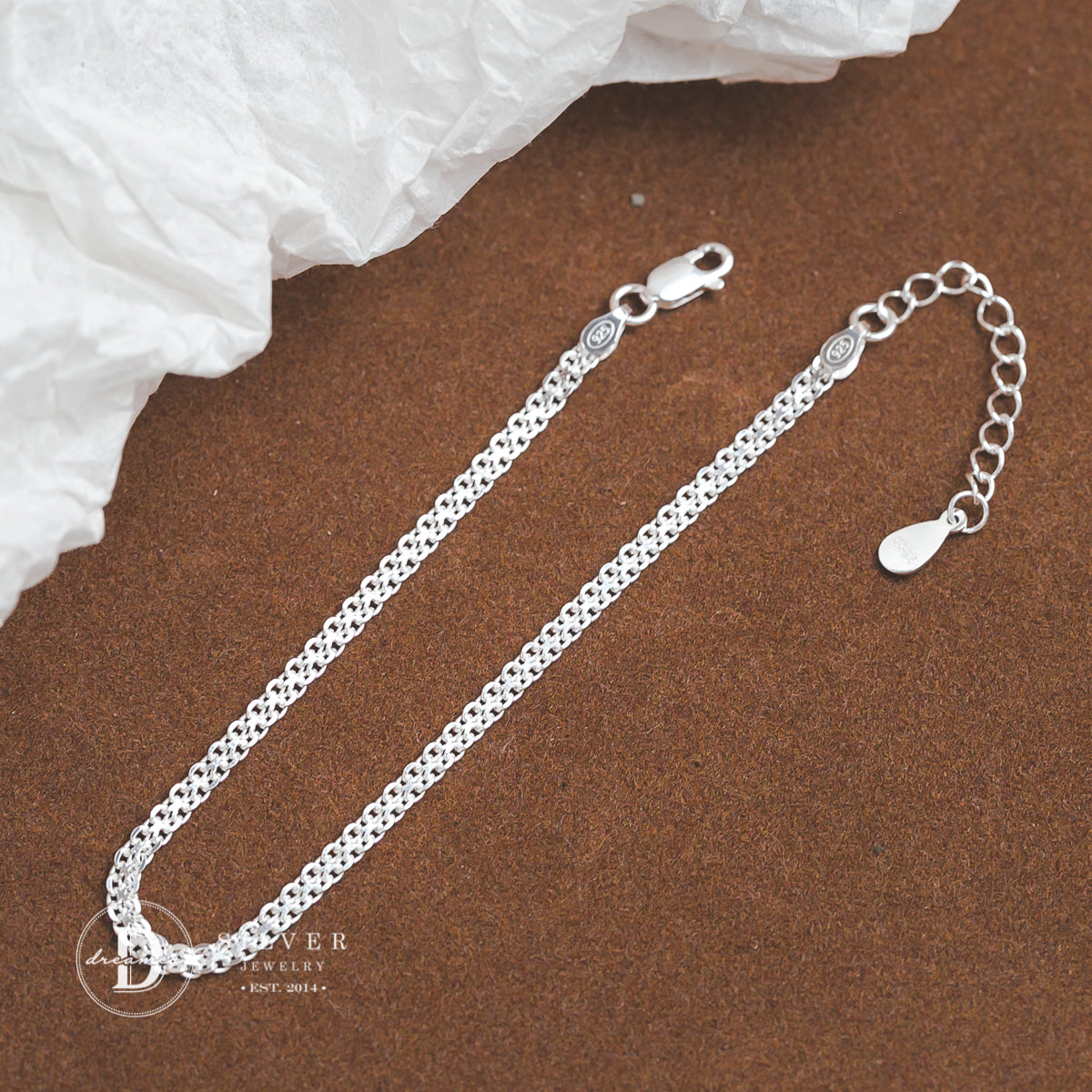 Lắc Tay Dây Xích Bản Trơn 2mm Bạc 925 - Minimal Silver Chain Bracelet Sterling Silver - DVT025