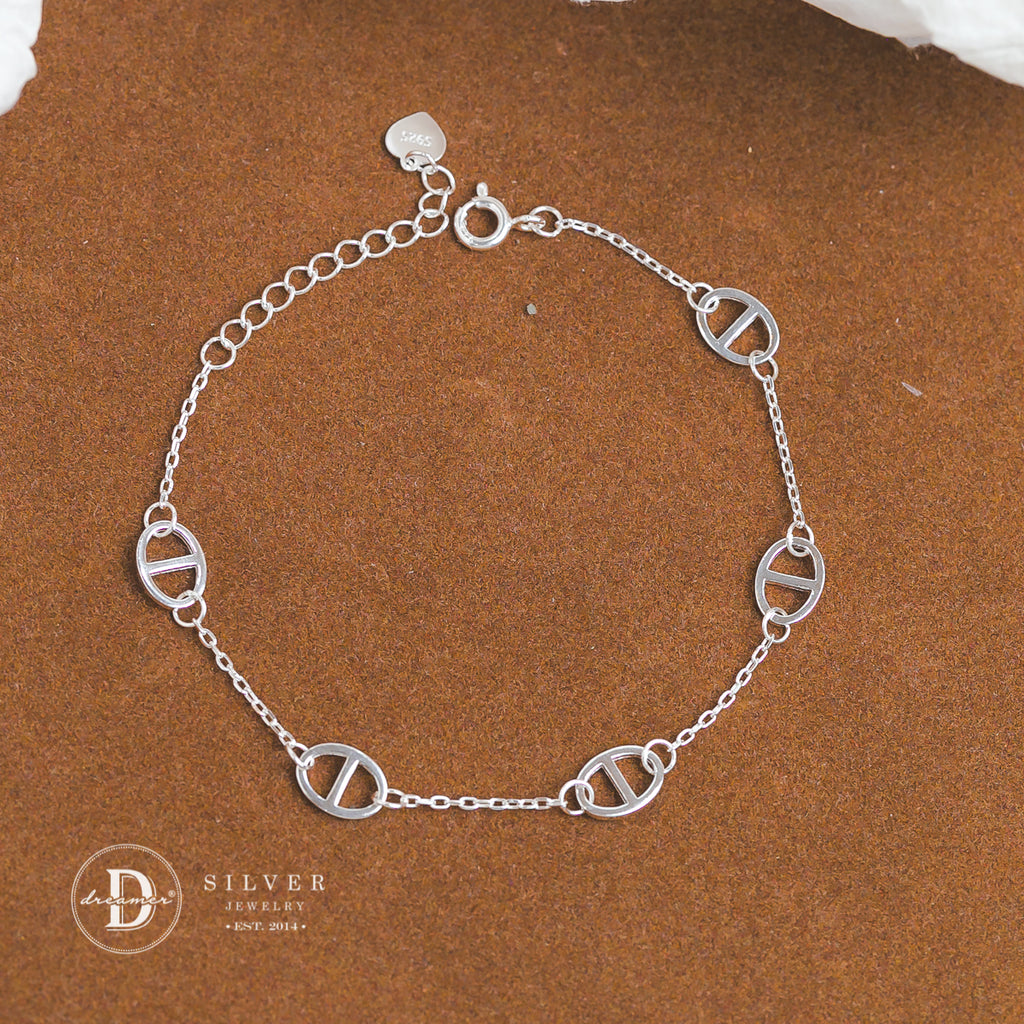 Lắc Tay Trơn Chi Tiết Xích Link Bạc 925 - Big Link Chain Bracelet Sterling Silver - DVT023