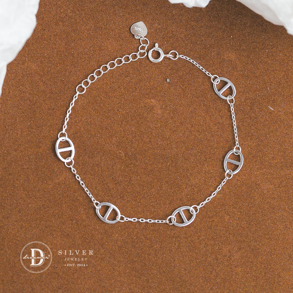 Lắc Tay Trơn Chi Tiết Xích Link Bạc 925 - Big Link Chain Bracelet Sterling Silver - DVT023