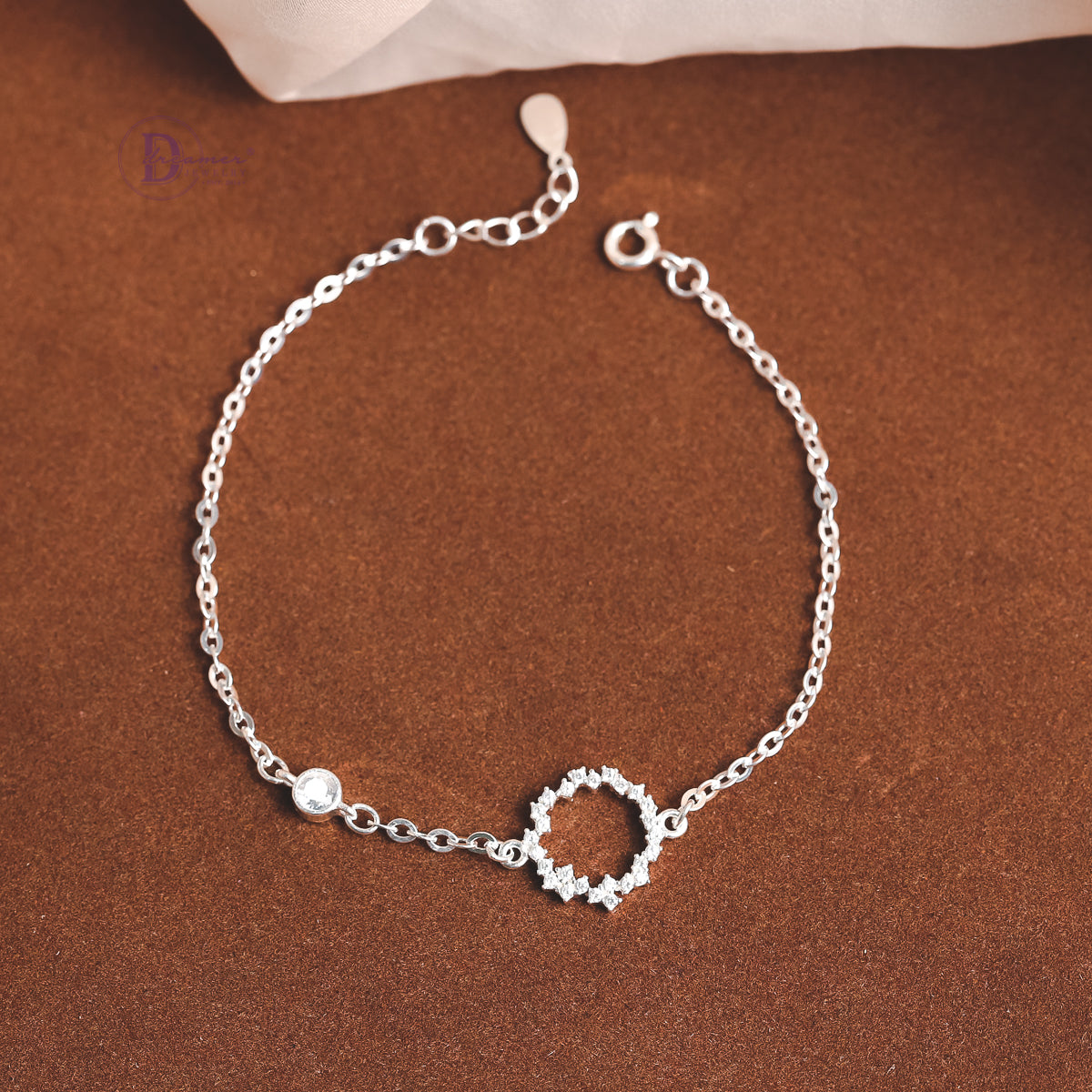 Lắc Tay Bạc Mặt Tròn Đính Đá - Sparkling Circle Sterling Bracelet 267VTH