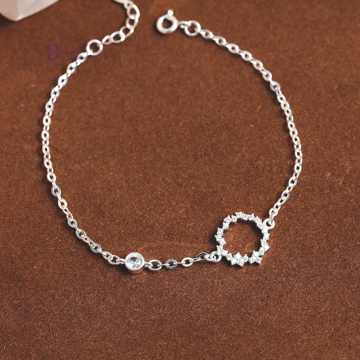 Lắc Tay Bạc Mặt Tròn Đính Đá - Sparkling Circle Sterling Bracelet 267VTH