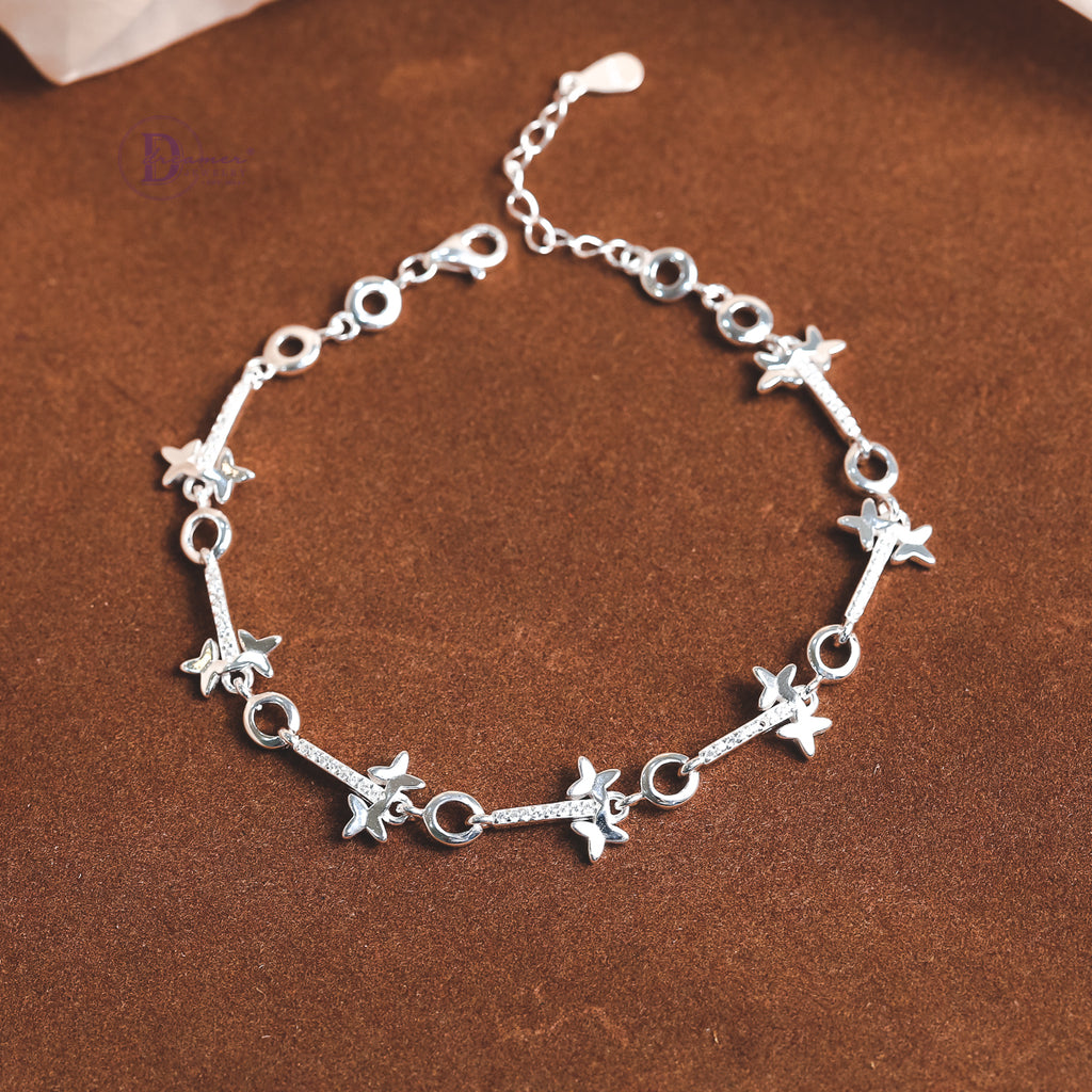 Lắc Tay Bạc Bướm Đính Đá Cao Cấp - Premium Sparkling Butterfly Chain Sterling Bracelet DVT030
