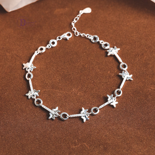 Lắc Tay Bạc Bướm Đính Đá Cao Cấp - Premium Sparkling Butterfly Chain Sterling Bracelet DVT030