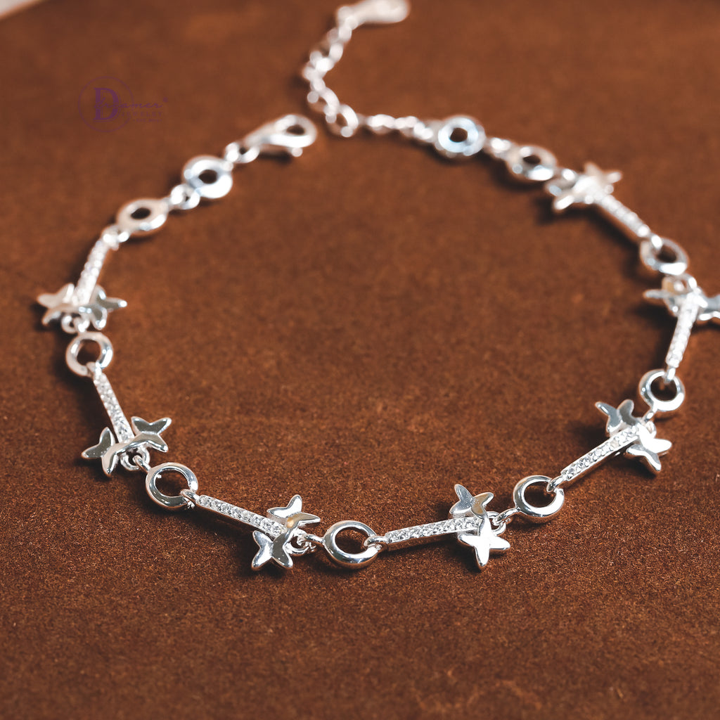 Lắc Tay Bạc Bướm Đính Đá Cao Cấp - Premium Sparkling Butterfly Chain Sterling Bracelet DVT030