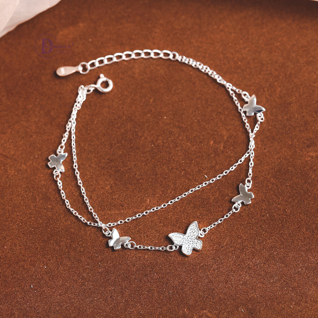Sparkling Butterfly Sterling Silver Bracelet For Women