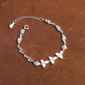 Lắc Tay Hoa Phi Tiêu Đính Đá & Dây Chiếc Lá Sang Trọng - Leaf Chain Sterling Bracelet DV032