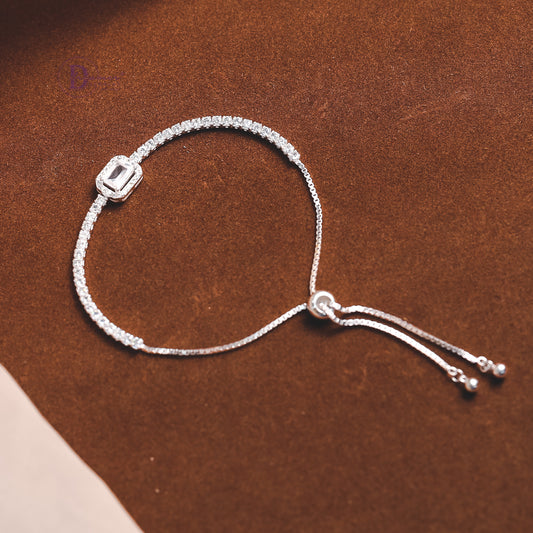 Lắc Tay Dây Rút Đá Baguette Sang Trọng - Baguette Stone Sterling Silver Bracelet DVT007