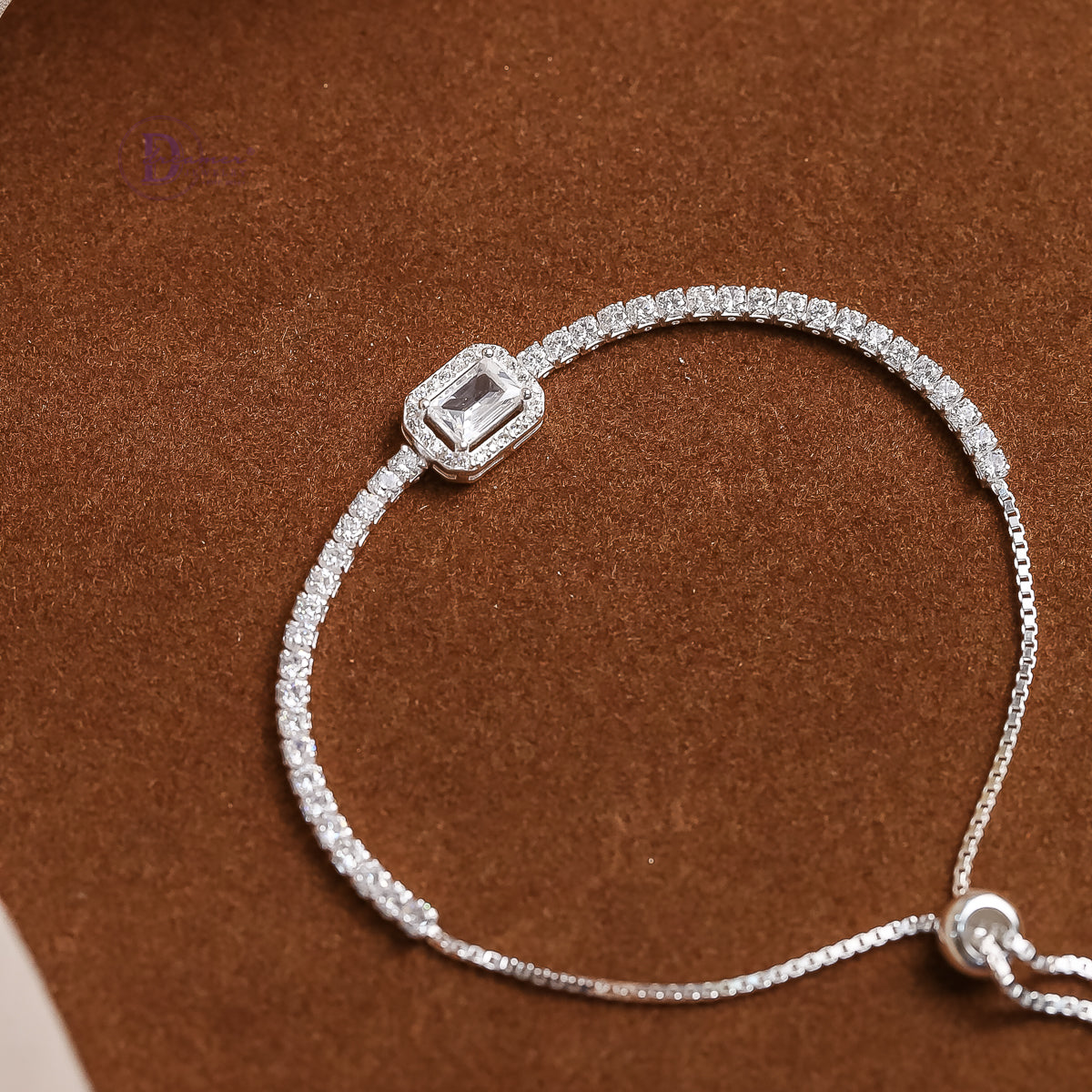 Lắc Tay Dây Rút Đá Baguette Sang Trọng - Baguette Stone Sterling Silver Bracelet DVT007