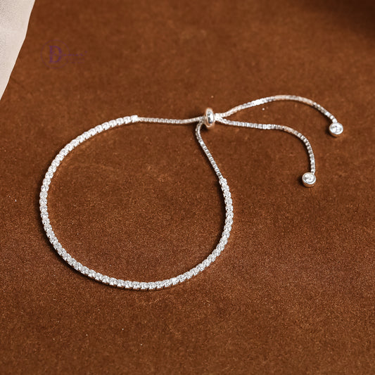 Lắc Tay Dây Rút 1 Hàng Đá Zirconia Tennis - Tennis Sterling Silver Bracelet DVT008